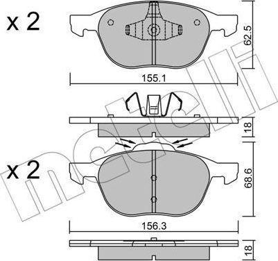 METELLI 22-0534-1 комплект тормозных колодок, дисковый тормоз на FORD FOCUS III седан
