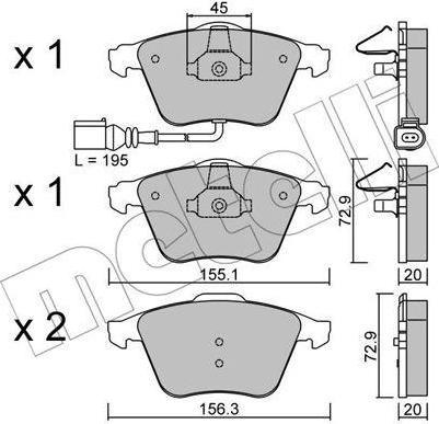METELLI 22-0549-4 комплект тормозных колодок, дисковый тормоз на AUDI TT (8J3)