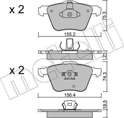 METELLI 22-0599-0 комплект тормозных колодок, дисковый тормоз на VOLVO XC90 I