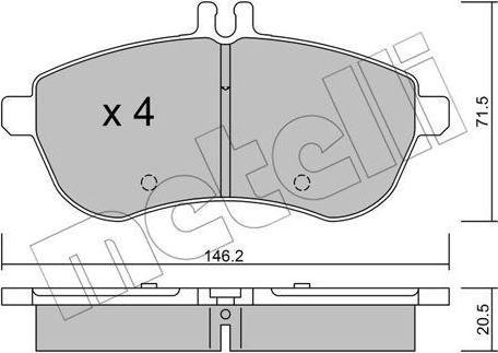 METELLI 22-0665-0 комплект тормозных колодок, дисковый тормоз на MERCEDES-BENZ E-CLASS (W212)