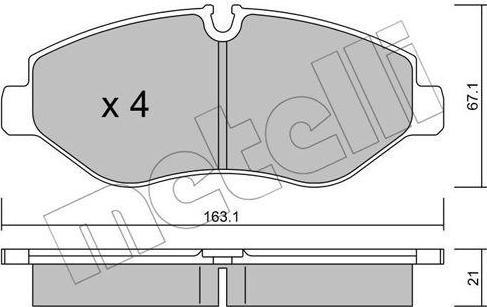 METELLI 22-0671-0 комплект тормозных колодок, дисковый тормоз на MERCEDES-BENZ VIANO (W639)