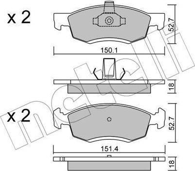 METELLI 22-0802-0 комплект тормозных колодок, дисковый тормоз на RENAULT LOGAN I универсал (KS_)