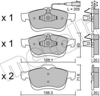 METELLI 22-0824-0 комплект тормозных колодок, дисковый тормоз на OPEL COMBO Tour (X12)
