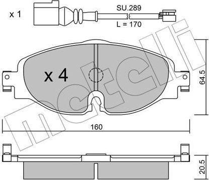 METELLI 22-0950-0K комплект тормозных колодок, дисковый тормоз на AUDI A3 Limousine (8VS)