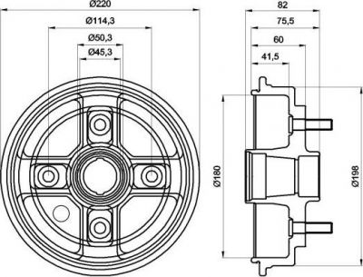 MINTEX MBD046 тормозной барабан на NISSAN SUNNY I Traveller (B11)