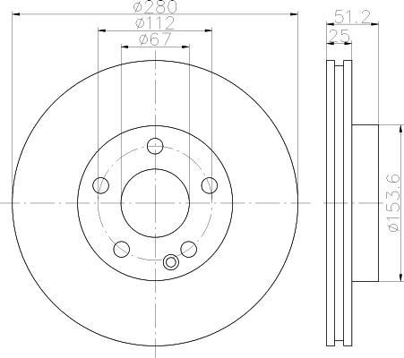 MINTEX MDC2538 тормозной диск на MERCEDES-BENZ B-CLASS (W246, W242)
