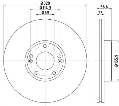 MINTEX MDC2660 тормозной диск на HYUNDAI GENESIS купе