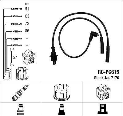 NGK 7176 комплект проводов зажигания на PEUGEOT 205 I (741A/C)