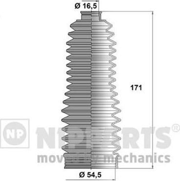 NIPPARTS Пыльник рулевой рейки TOYOTA AVENSIS (T25) (45535-09030, J2842028)