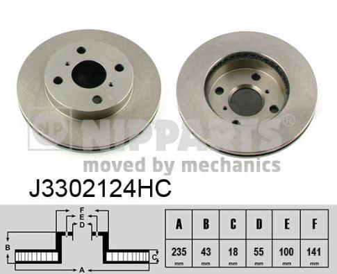 NIPParts J3302124HC тормозной диск на TOYOTA YARIS (NHP13_, NSP13_, NCP13_, KSP13_, NLP13_)