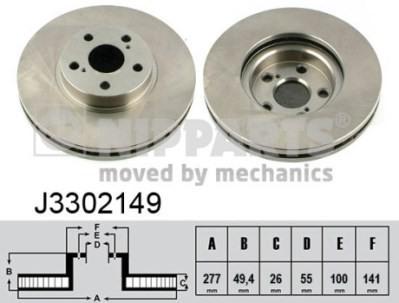 NIPPARTS Диск тормозной передний вент.TOYOTA AVENSIS 03- (43512-05040, J3302149)