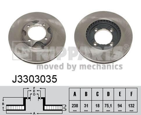 NIPParts J3303035 тормозной диск на MAZDA 323 III Hatchback (BF)