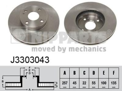NIPParts J3303043 тормозной диск на MAZDA 323 C IV (BG)
