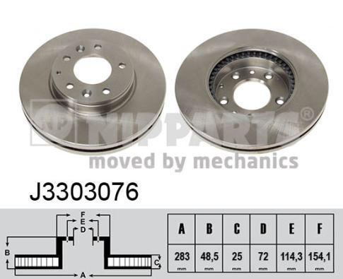 NIPPARTS Диск тормозной передний MAZDA 6 02- 283x25mm (GJ6Y-33-25XA, J3303076)