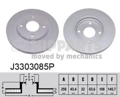 NIPParts J3303085P тормозной диск на FORD FIESTA фургон (JV_)