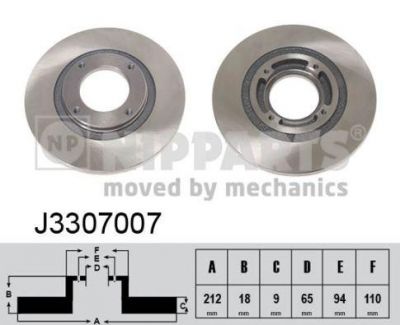 NIPParts J3307007 тормозной диск на SUBARU REX II