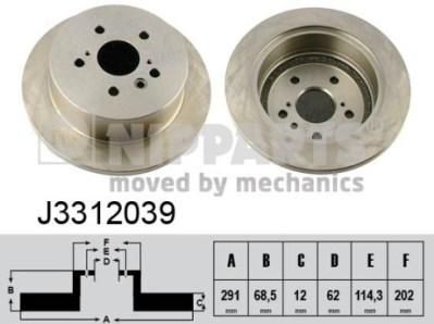 NIPPARTS Диск торм. TOYOTA AVENSIS VERSO 2.0/2.4 01- /PREVIA 2.4/3.0 00- зад. (42431-28090, J3312039)
