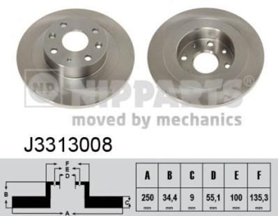 NIPPARTS Диск торм. MAZDA 323 1.6-1.8 1.8T 90- /MX5 98- зад. (F1ZZ-2C-026A, J3313008)