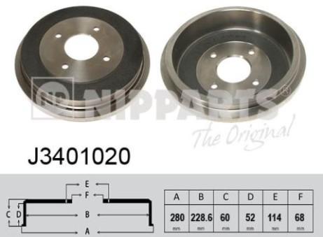 NIPParts J3401020 тормозной барабан на NISSAN PRIMERA Hatchback (P11)