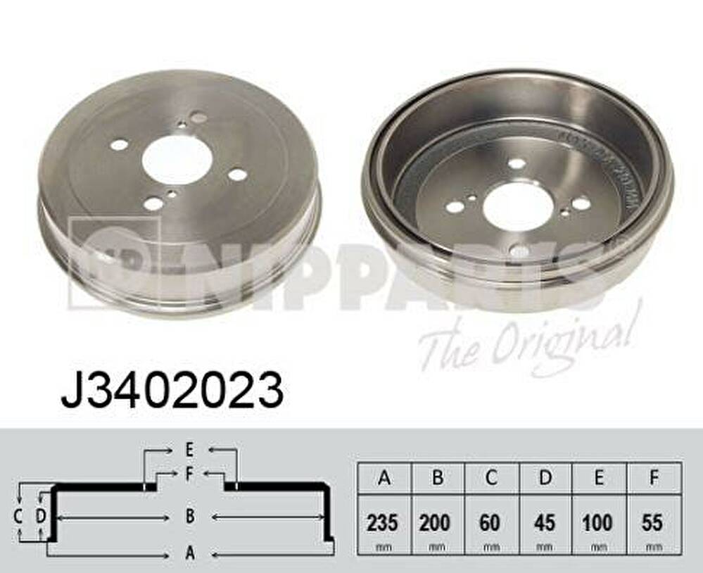 NIPParts J3402023 тормозной барабан на TOYOTA COROLLA (_E11_)