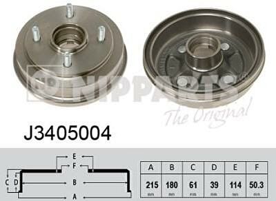 NIPParts J3405004 тормозной барабан на MITSUBISHI LANCER IV (C6_A, C7_A)