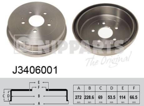 NIPParts J3406001 тормозной барабан на DAIHATSU TERIOS (J2_)