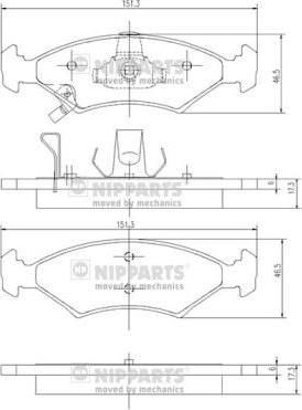 NIPParts J3600301 комплект тормозных колодок, дисковый тормоз на KIA SEPHIA седан (FA)