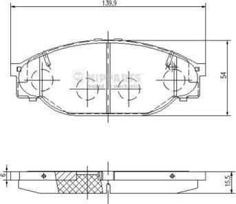 NIPPARTS Колодки тормозные перед. TOYOTA Hilux 2,4/2,5L 98-> (446526051, J3602053)