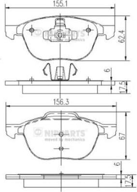NIPPARTS Колодки тормозные передние Ford Focus II , III Mazda 3 VOLVO S40 II . (1321517, J3603063)