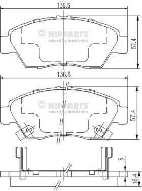 NIPPARTS Колодки тормозные HONDA CIVIC 91-05 передние (45022S5AE50, J3604033)