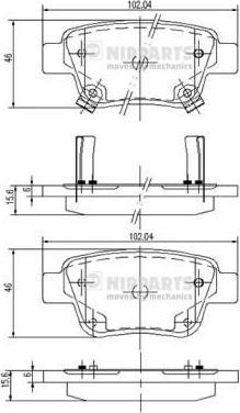 NIPPARTS Колодки тормозные задние TOYOTA AVENSIS 03> COROLLA VERSO 04> (04466-05020, J3612030)