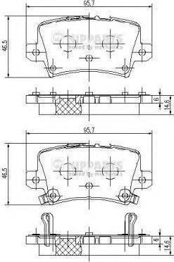 NIPPARTS Колодки тормозные HONDA CIVIC VIII Hatchback 06- задние (43022SMGE01, J3614018)
