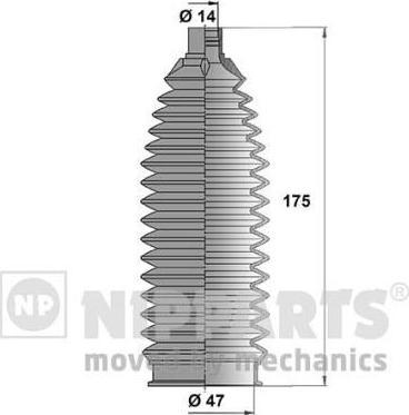 NIPPARTS Пыльник рулевой рейки MITSUBISHI OUTLANDER II/ LANCER X (4410A125, N2845006)