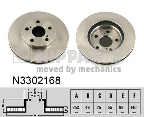 Nipparts Диск тормозной TOYOTA PRIUS 1.8 Hybrid 09- передний (N3302168)