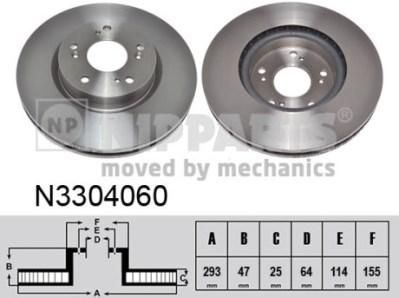 NIPParts N3304060 тормозной диск на HONDA CIVIC IX (FK)