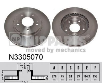 NIPParts N3305070 тормозной диск на MITSUBISHI LANCER VI (CJ-CP_)