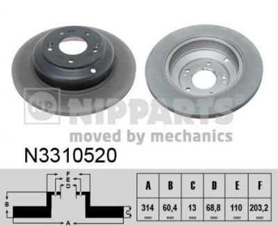 NIPParts N3310520 тормозной диск на HYUNDAI GENESIS купе
