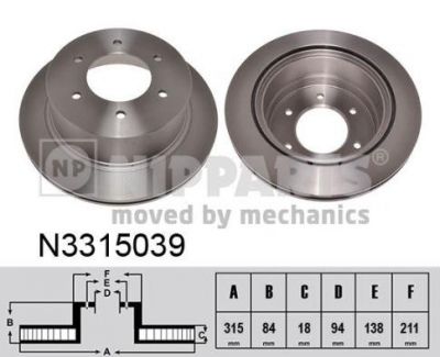 NIPParts N3315039 тормозной диск на MITSUBISHI PAJERO SPORT II (KH_, KG_)