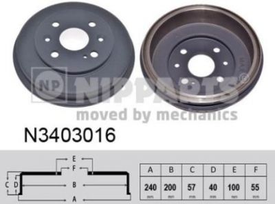 NIPParts N3403016 тормозной барабан на MAZDA 2 (DE)