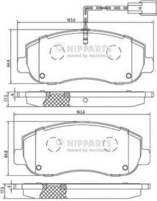 NIPPARTS КОМПЛЕКТ ТОРМОЗНЫХ КОЛОДОК, ДИСКОВЫЙ ТОРМОЗ (N3601105)