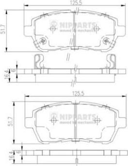 NIPPARTS Колодки тормозные FORD FIESTA 08-/MAZDA 2 07- передние (DFY1-33-28ZA, N3606022)