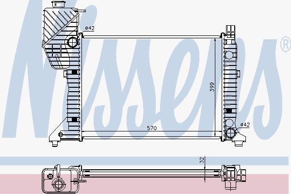 NISSENS Радиатор MB SPRINTER 2.3D/2.9D 95-07 (9015001800, 62687A)