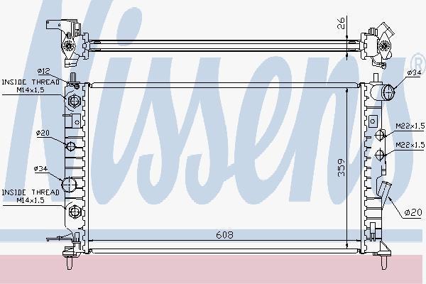 NISSENS Радиатор OPEL VECTRA B 2.5/2.6 95-04 (1300 161, 63078)