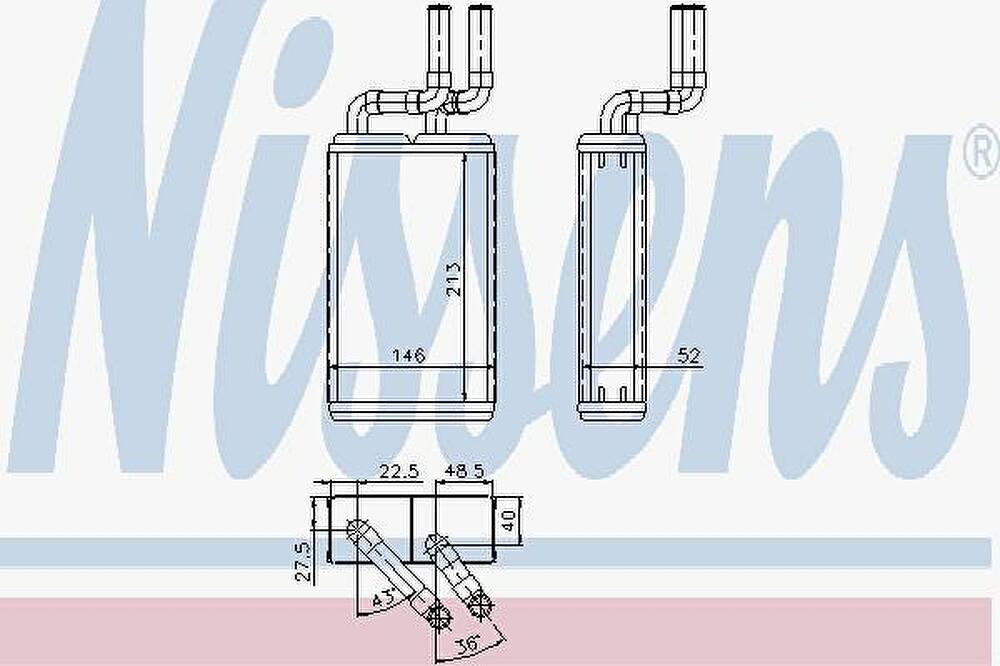Nissens 73454 теплообменник, отопление салона на TOYOTA HIACE III фургон (YH7_, LH6_, LH7_, LH5_, YH5_, YH6_)