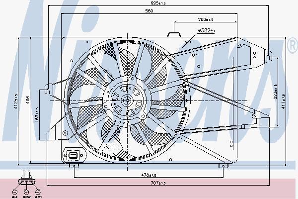 NISSENS Вентилятор радиатора основного FORD Mondeo III 1.8/2.0L 00-07 (85482)