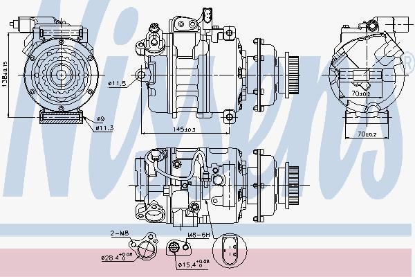 NISSENS Компрессор кондиционера Audi-VW (7H0820805J, 89036)