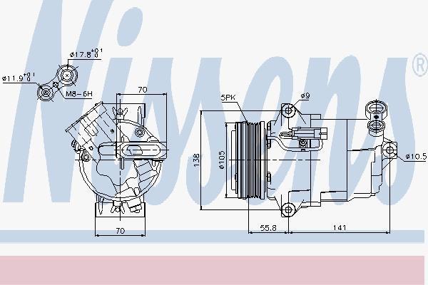 NISSENS Компрессор кондиционера OPEL Astra H/Meriva A/Zafira B (89038)