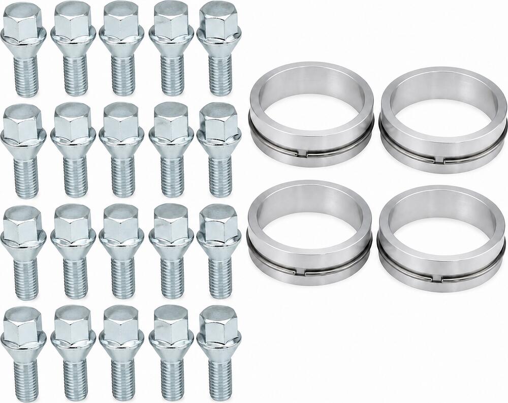 Монтажный комплект OZ Racing 81710018 для Volkswagen, Seat, Audi и Skoda: 20 болтов B11 M12x1,5, резьба 20 мм, конус 60°, SW17, 4 кольца S 68/57,06 мм
