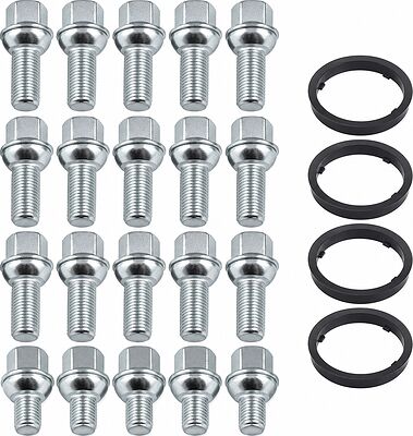 Комплект сферических колесных болтов OZ Racing S17D38R12 81710595: 20 штук, M14x1,5, резьба 38 мм, сфера R12, SW17, 4 кольца XL 79/66,46