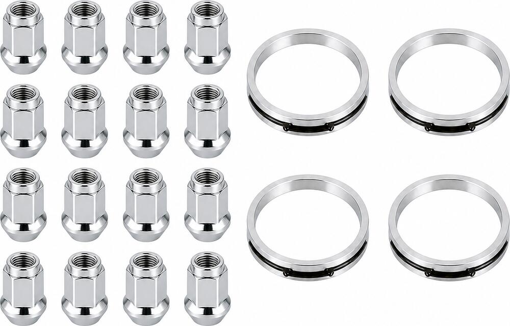 Монтажный комплект OZ Racing 81710040 для Nissan: 16 открытых гаек D24 M12x1,25, конус 60°, SW21, высота 25 мм, 4 кольца S 68/59,06 мм со стопорами